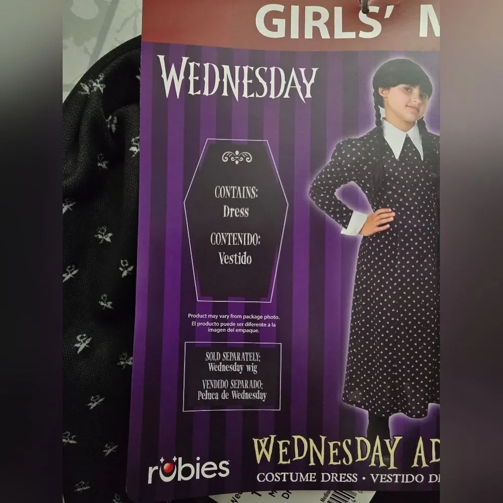 NEW Wednesday Addams Child School Uniform Dress Costume Girl's